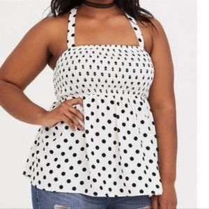 TORRID Strappy Criss Cross Smocked Polka Dot Tank {M39}
